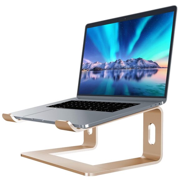 EUC Soundance Laptop Stand, Aluminum, Compatible with 10 to 15.6 in Laptop, Gold - Picture 1 of 16